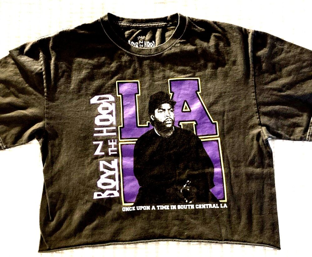 Boyz N The Hood Ice Cube Graphic Black Short Sleeve Crop Size Large Rap Tee